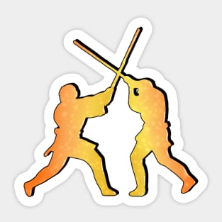 Anakin and Obi-Wan on Mustafar Duel Silhouette Sticker